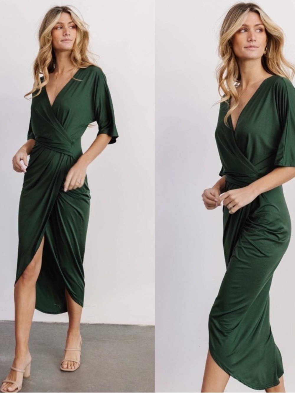 Baltic Born Forest Green Wrap Midi Dress